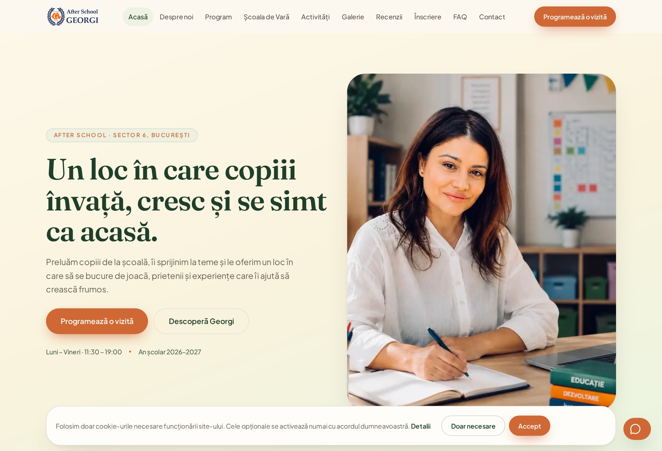 Captură din website-ul After School Georgi