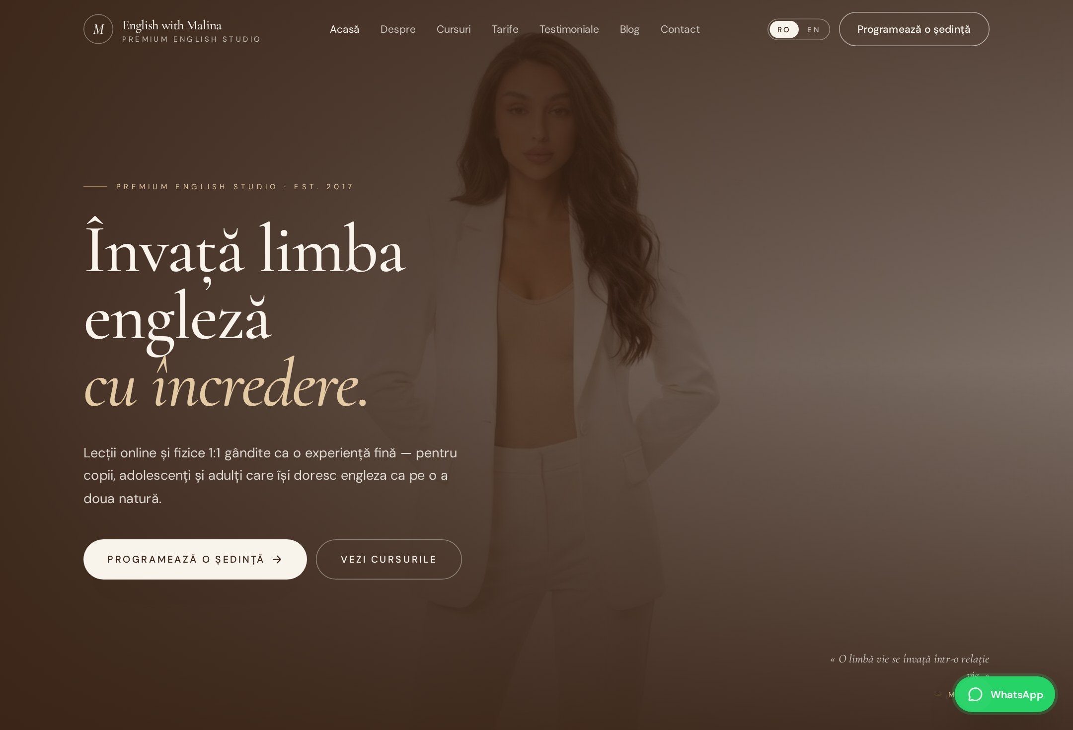 Captură din website-ul Engleză cu Malina